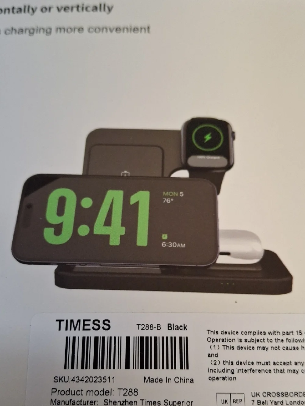 Foldable 3-in-1 wireless charging station Phone Watch Headphone New